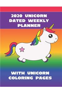 2020 Unicorn Dated Weekly Planner With Coloring Pages