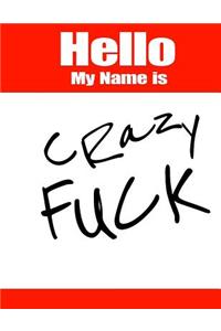Hello My Name Is Crazy Fuck: Funny Phrase Discreet Internet Website Password Organizer Book