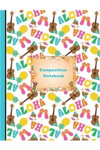 Aloha Hawaiian Summer Vacation Composition Notebook Wide Ruled Paper
