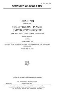 Nomination of Jacob J. Lew