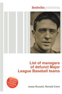 List of Managers of Defunct Major League Baseball Teams