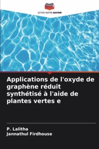 Applications de l'oxyde de graphène réduit synthétisé à l'aide de plantes vertes e