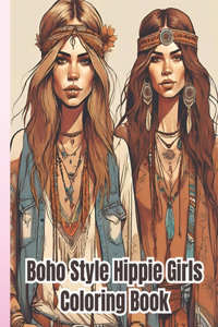 Boho Style Hippie Girls Coloring Book