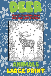 Adult Coloring Book for Pens and Pencils - Animals - Large Print - Deer