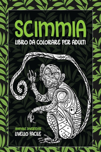 Libro da colorare per adulti - Livello facile - Animale divertente - Scimmia
