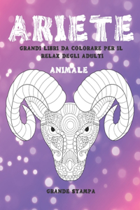 Grandi libri da colorare per il relax degli adulti - Grande stampa - Animale - Ariete
