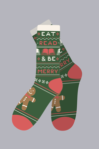 Eat, Read, & Be Merry Cozy Socks - Large