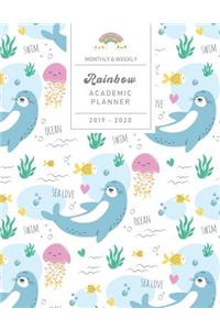 Monthly & Weekly Rainbow Academic Planner 2019 - 2020