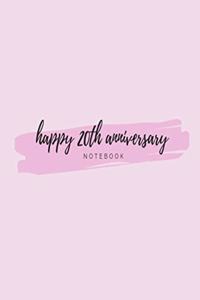 Happy 20th Anniversary Notebook: Pink celebration lined paperback jotter