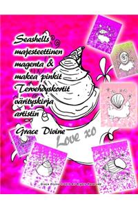 Seashells majesteettinen magenta & makea pinkit Tervehdyskortit värityskirja artistin Grace Divine