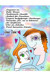 Inspiriert von Pablo Picasso Neoklassische Gemälde Malbuch für Erwachsene Original handgefertigte Zeichnungen Verwenden Sie, um zu dekorieren, Als Grußkarten Oder als Andenken Durch humanitäre Künstler Grace Divine