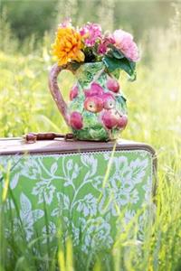 Pitcher of Colorful Flowers on a Suitcase in a Meadow Summer Still Life Journal