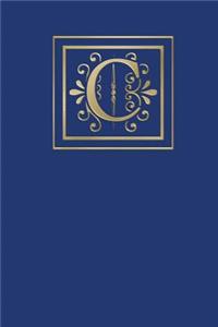 C: Ruled Journal, 160 Pages, 6x9 Inch (15.24 X 22.86 CM) Soft Cover/ Paperback. Blue Background and Gold Monogram