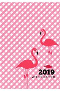 2019 Weekly Planner: Flamingo and Pink Gingham Organizer January 2019 Through December 2019