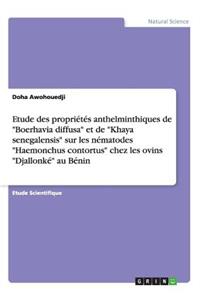 Etude des propriétés anthelminthiques de 