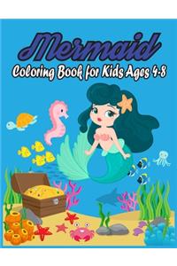 Mermaid Coloring Book For Kids Ages 4-8
