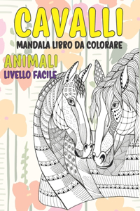 Mandala Libro da colorare - Livello facile - Animali - Cavalli