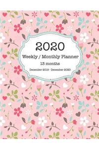 2020 Weekly / Monthly Planner 13 Months - December 2019 - December 2020