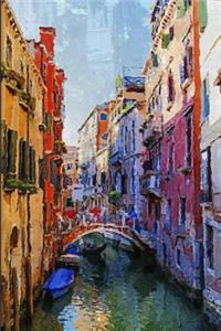 Oil Painting of a Canal and Gondola in Venice, Italy Journal