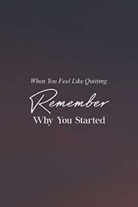 When You Feel Like Quitting Remember Why You Started