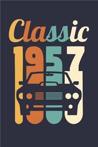 Blank Lined Journal, Diary, Planner, Notebook for 62 Year Old - Vintage 1957 Diary - Mens Car Journal - 62nd Birthday Gift