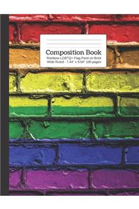 Composition Book Rainbow LGBTQ+ Flag Paint on Brick Wide Rule