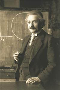 Albert Einstein Standing in front of a Blackboard - Blank Lined Notebook