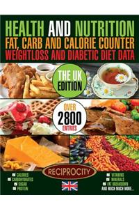 Health & Nutrition Fat, Carb & Calorie Counter, Weight loss & Diabetic Diet Data UK