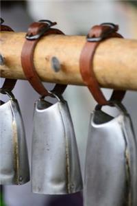 Rustic Silver Metallic Cowbells with Leather Straps Journal