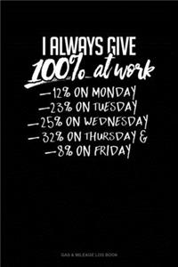 I Always Give 100% At Work 12% On Monday 23% On Tuesday 25% On Wednesday 32% On Thursday And 8% On Friday