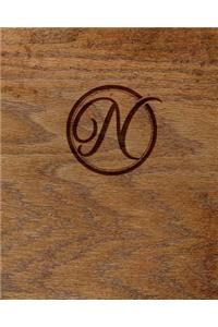 Wood Burned Monogram Creative Journal - N