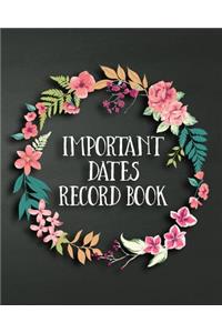 Important Dates Record Book