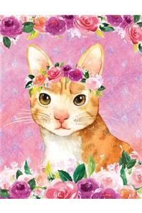 My Big Fat Journal Notebook For Cat Lovers Orange Tabby In Flowers