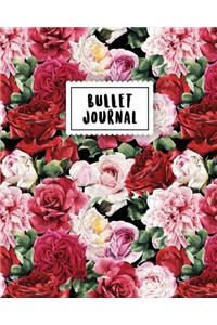 Bullet Journal: Red Rose - 150 Dot Grid Pages (Size 8x10 Inches) - With Bullet Journal Sample Ideas