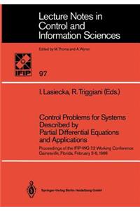 Control Problems for Systems Described by Partial Differential Equations and Applications