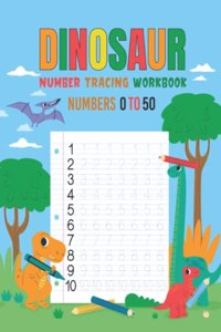 Dinosaur Number Tracing Workbook for kindergarten ages 3 to 5