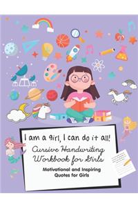 Cursive Handwriting workbook for girls Motivational and Inspiring quotes for girls