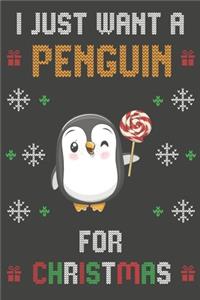 I Just Want A Penguin For Christmas: Christmas Gifts Penguin Cover Blank Lined Notebooks, Journals, Planners and Diaries to Write In - For Penguin Lovers