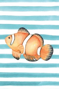 Orange Clownfish Watercolor Stripe Journal, Graph Paper