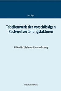 Tabellenwerk der vorschüssigen Restwertverteilungsfaktoren