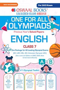 Oswaal One For All Olympiad Previous Years' Solved Papers, Class-7 English Hardcover Book (For 2023 Exam)