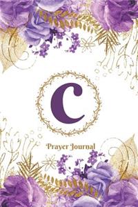 Praise and Worship Prayer Journal - Purple Rose Passion - Monogram Letter C