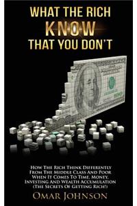 What The Rich Know That You Don't: How The Rich Think Differently From The Middle Class And Poor When It Comes To Time, Money, Investing And Wealth Accumulation (The Secrets Of Gettin