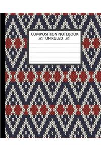 Unruled Composition Notebook 8 x 10, Norwegian Winter Holiday Knitted Pattern