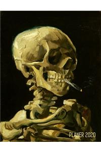 Schädel mit brennender Zigarette Monatsplaner 2020