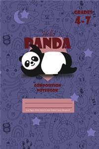 Hello Panda Primary Composition 4-7 Notebook, 102 Sheets, 6 x 9 Inch Blue Cover