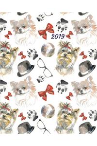 2019: A Weekly Planner Cute Yorkshire Terrier and Chihuahua Dog Themed 53 Week Journal Planner Notebook.