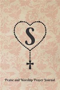 Letter S Personalized Monogram Praise and Worship Prayer Journal - Rosary Cross
