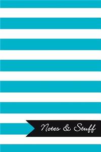 Notes & Stuff - Lined Notebook with Robin's Egg Blue Striped Pattern Cover