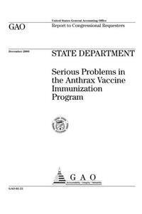 State Department: Serious Problems in the Anthrax Vaccine Immunization Program